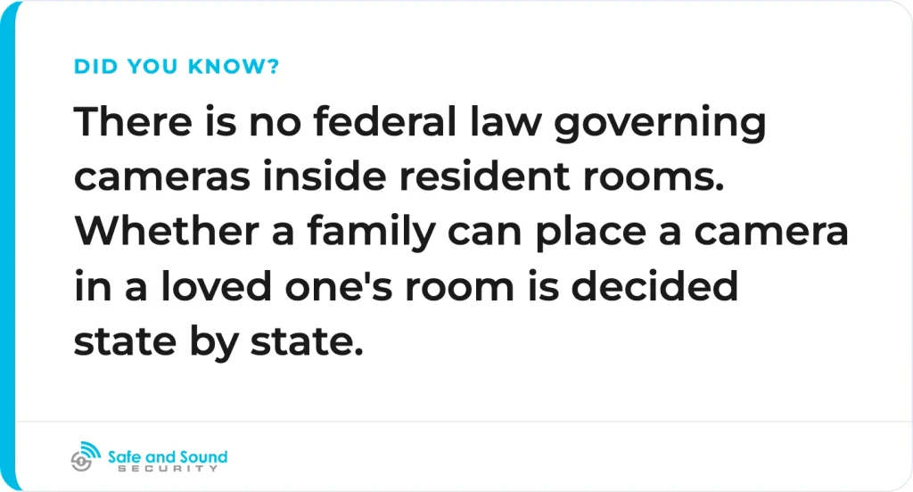 Camera rules for resident rooms are set state by state, not federally.