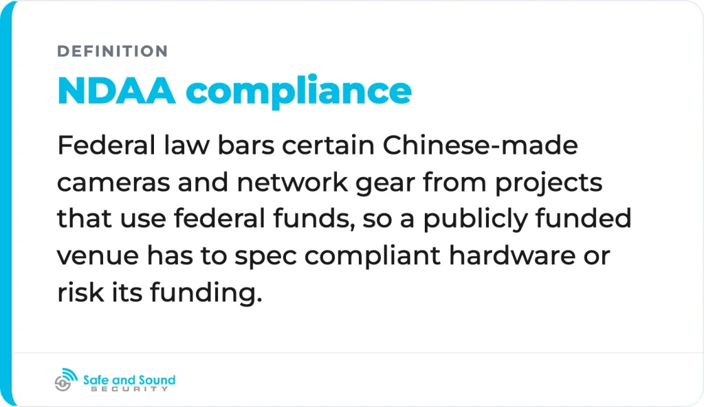What NDAA compliance means for a venue built with public money.