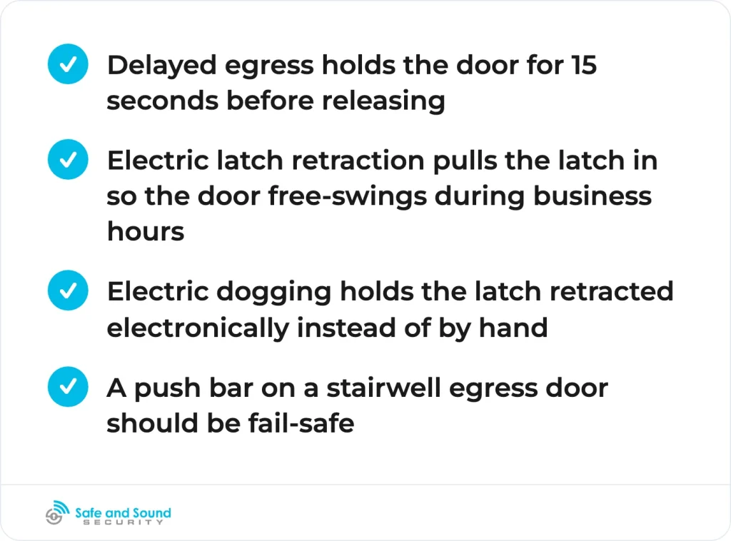 The features a powered push bar adds that a standard bar cannot, as described in this section.